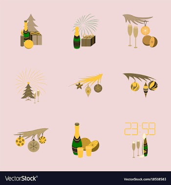 Assembly flat celebration christmas tree champagne vector image