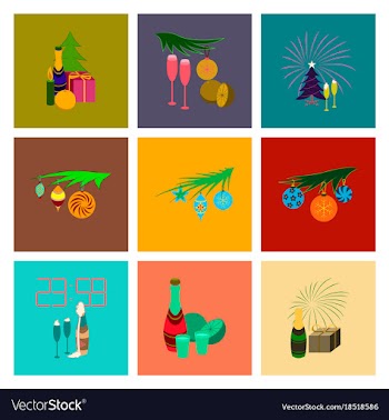 Assembly flat celebration christmas tree champagne vector image