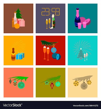 Assembly flat celebration christmas tree champagne vector image