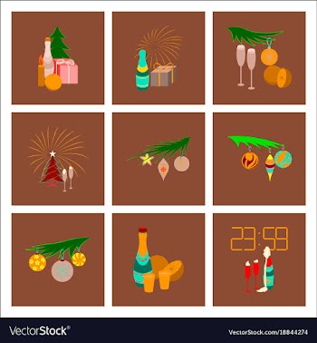 Assembly flat celebration christmas tree champagne vector image