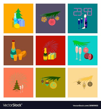 Assembly flat celebration christmas tree champagne vector image
