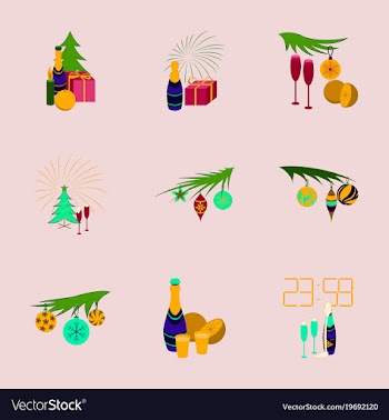 Assembly flat celebration christmas tree champagne vector image