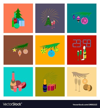 Assembly flat celebration christmas tree champagne vector image