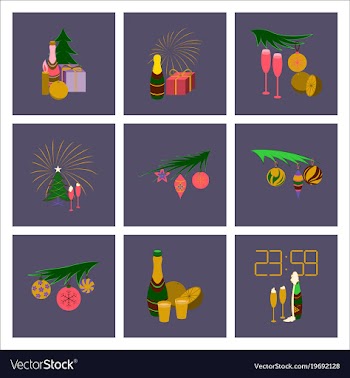 Assembly flat celebration christmas tree champagne vector image