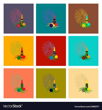 Assembly flat champagne candles fireworks vector image