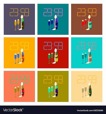 Assembly flat champagne christmas clock vector image