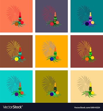 Assembly flat christmas ball champagne bottle vector image