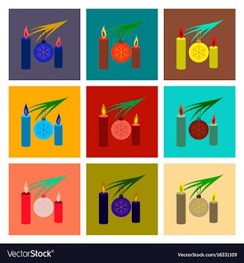 Assembly flat christmas balls and candles vector image