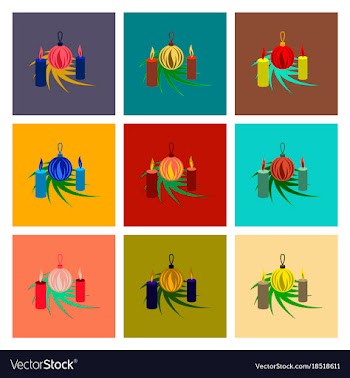 Assembly flat christmas balls and candles vector image