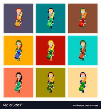 Assembly flat christmas girl champagne vector image