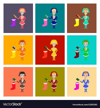 Assembly flat Christmas girl gifts vector image