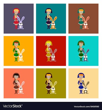 Assembly flat christmas girl rabbit vector image