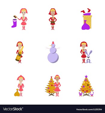 Assembly flat Christmas girl snowman vector image