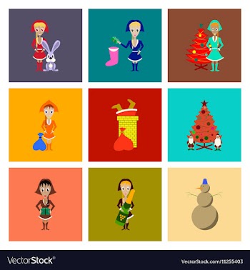 Assembly flat Christmas girl snowman vector image