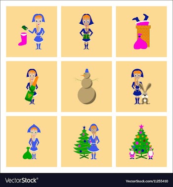 Assembly flat Christmas girl snowman vector image