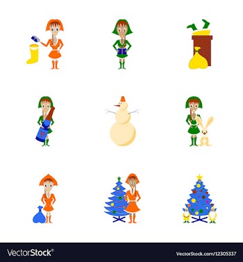 Assembly flat Christmas girl snowman vector image