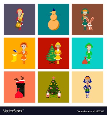Assembly flat Christmas girl snowman vector image