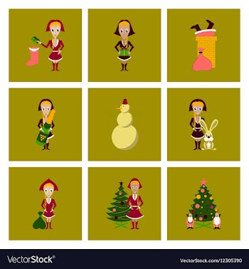 Assembly flat Christmas girl snowman vector image