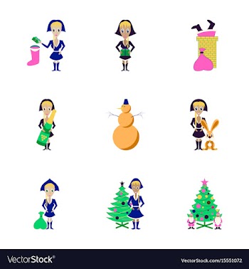 Assembly flat christmas girl snowman vector image