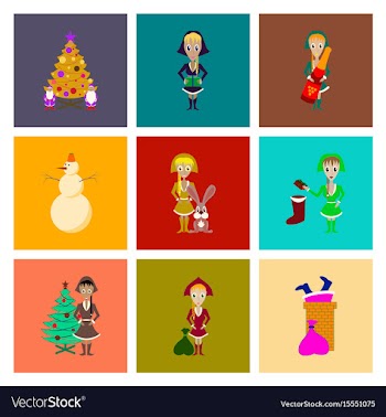 Assembly flat christmas girl snowman vector image
