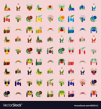 Assembly flat christmas tree bells toys vector image