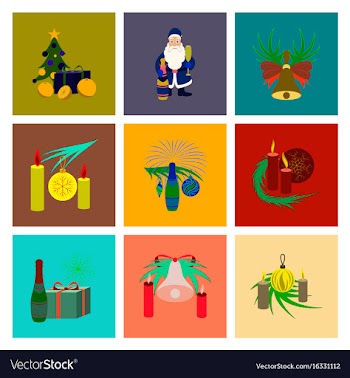 Assembly flat christmas tree bells toys vector image