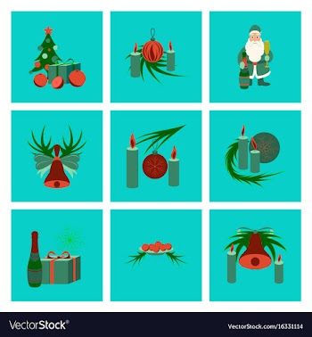 Assembly flat christmas tree bells toys vector image