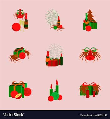 Assembly flat christmas tree bells toys vector image