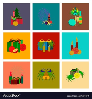 Assembly flat christmas tree bells toys vector image