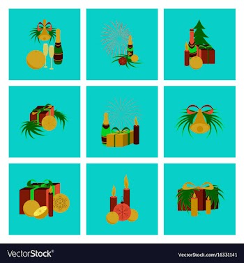 Assembly flat christmas tree bells toys vector image