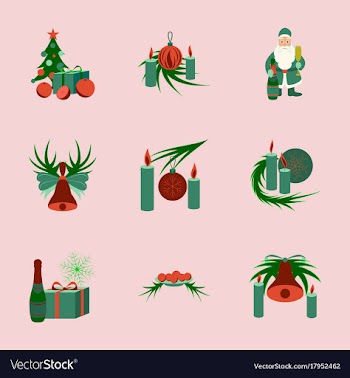 Assembly flat christmas tree bells toys vector image