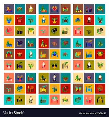 Assembly flat christmas tree bells toys vector image