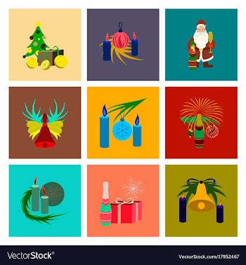 Assembly flat christmas tree bells toys vector image