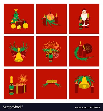 Assembly flat christmas tree bells toys vector image
