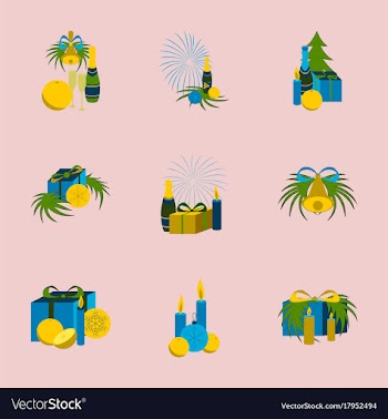 Assembly flat christmas tree bells toys vector image