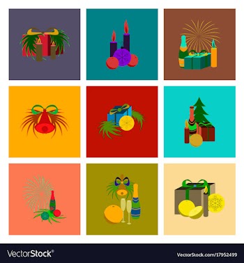 Assembly flat christmas tree bells toys vector image