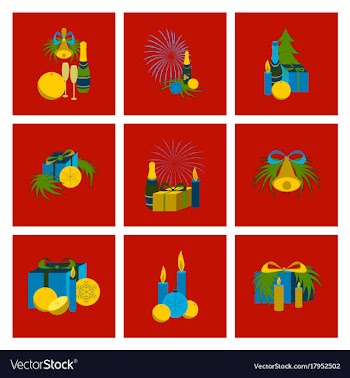 Assembly flat christmas tree bells toys vector image