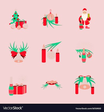 Assembly flat christmas tree bells toys vector image