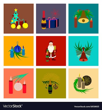Assembly flat christmas tree bells toys vector image