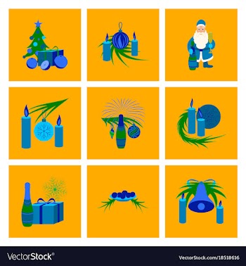 Assembly flat christmas tree bells toys vector image
