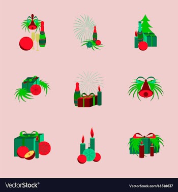 Assembly flat christmas tree bells toys vector image