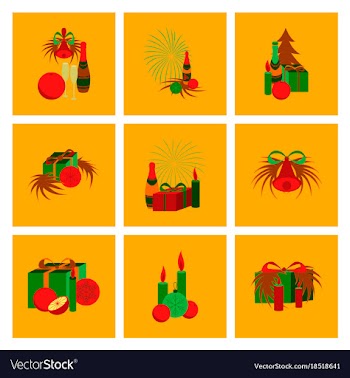 Assembly flat christmas tree bells toys vector image