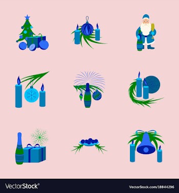 Assembly flat christmas tree bells toys vector image