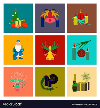 Assembly flat christmas tree bells toys vector image