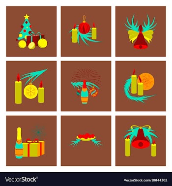 Assembly flat christmas tree bells toys vector image