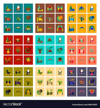 Assembly flat christmas tree bells toys vector image