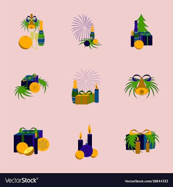 Assembly flat christmas tree bells toys vector image