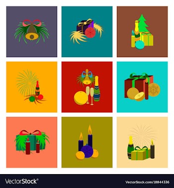Assembly flat christmas tree bells toys vector image
