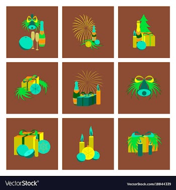 Assembly flat christmas tree bells toys vector image