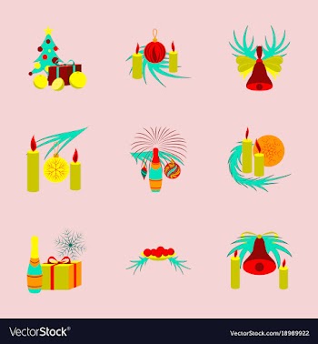 Assembly flat christmas tree bells toys vector image